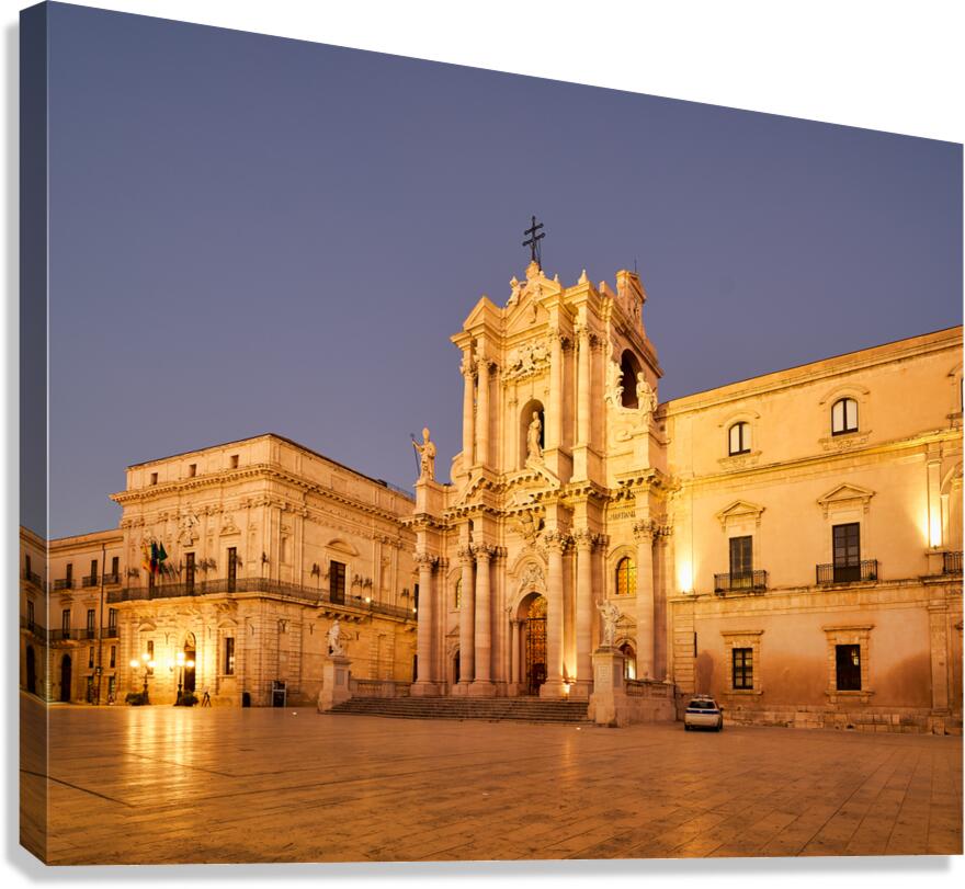Syracuse Cathedral in Ortygia Island during evening light