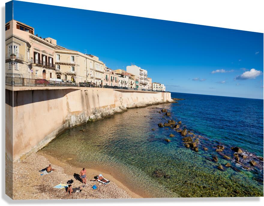 Seashore view at Syracuse Ortigia in Sicily on a sunny day