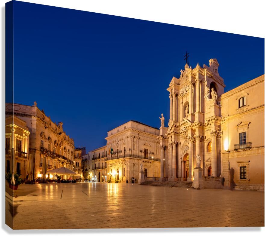 Syracuse Cathedral shines on Ortygia Island at dusk