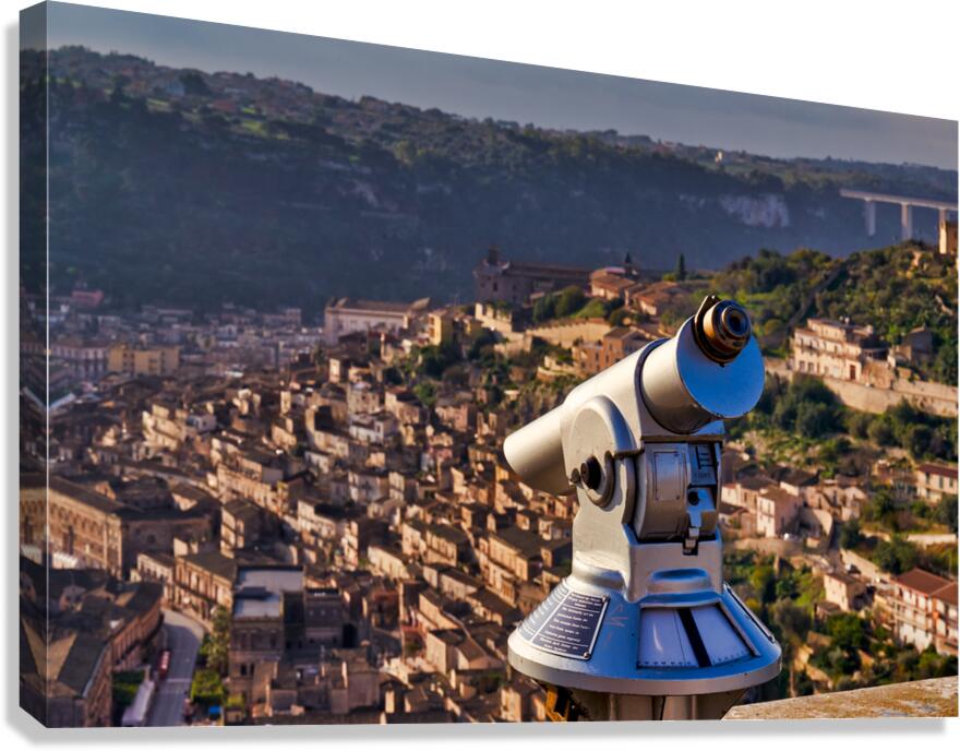 View of Modica Sicily Italy from a lookout point