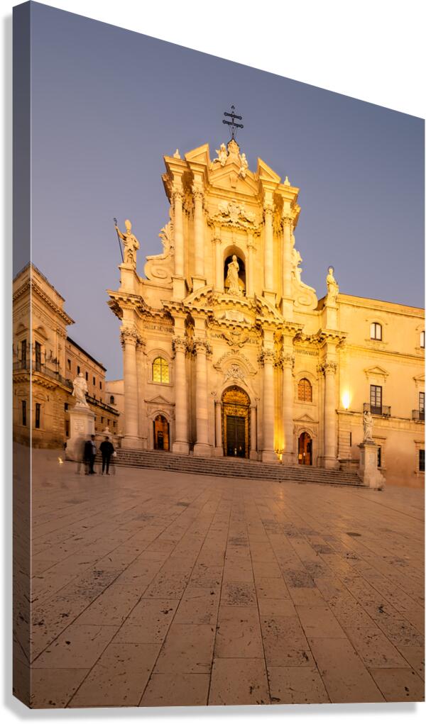 Cathedral on Ortygia Island in Syracuse Sicily at night