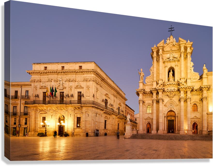 Syracuse Siracusa Ortygia Island at night near the Cathedral
