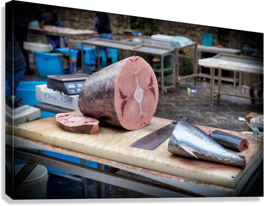 Fresh fish and meat at Piscaria market in Catania Sicily