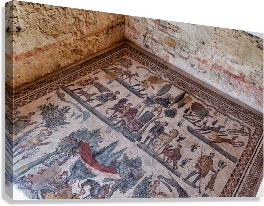 Mosaic artwork in Villa Romana del Casale in Sicily Italy