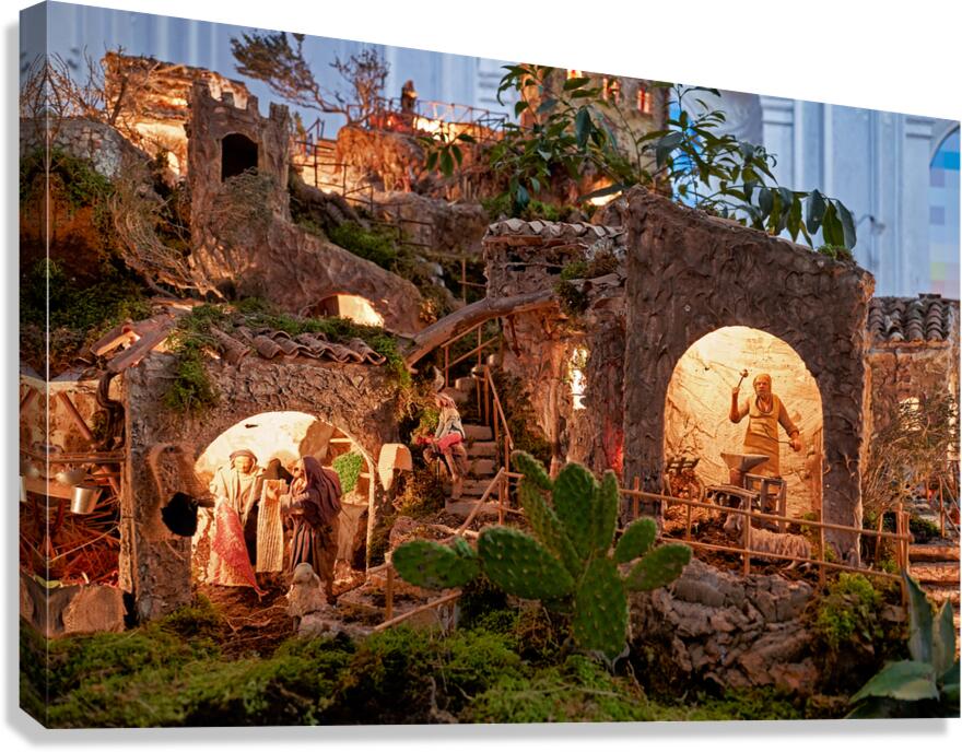 Artistic nativity scene in Caltagirone during Christmas season