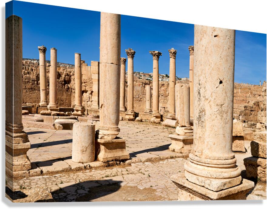 Visit to ancient ruins at Gerasa in Jordan during bright dayligh