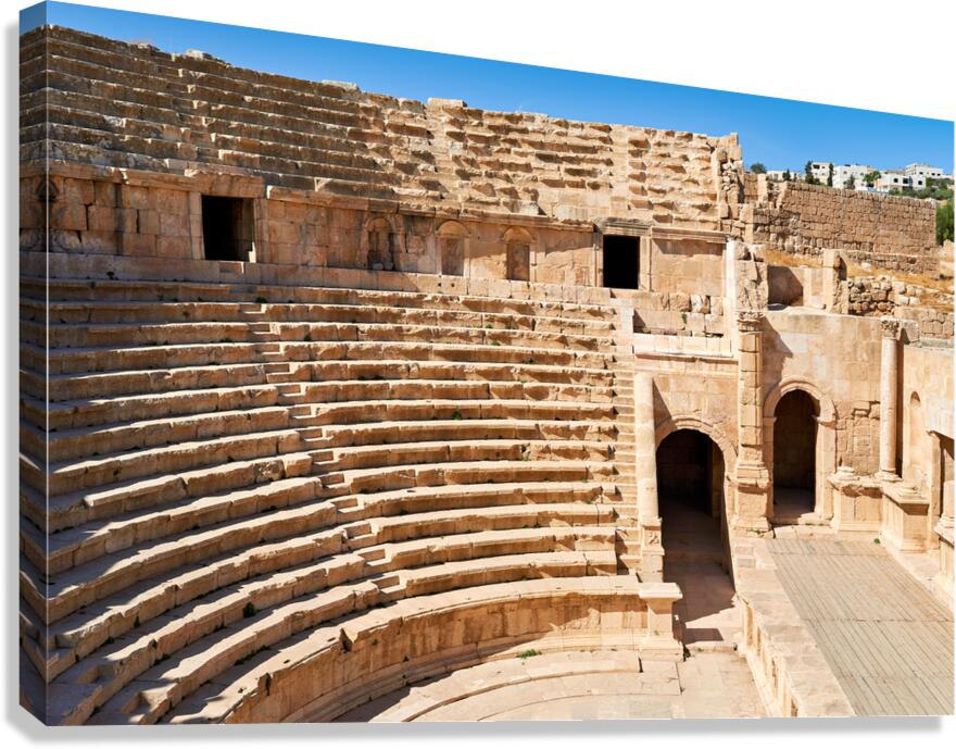 Exploring the ancient theater in Gerasa located in Jerash Jorda