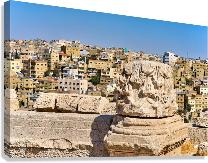View of Amman from the Citadel with ancient stone structure