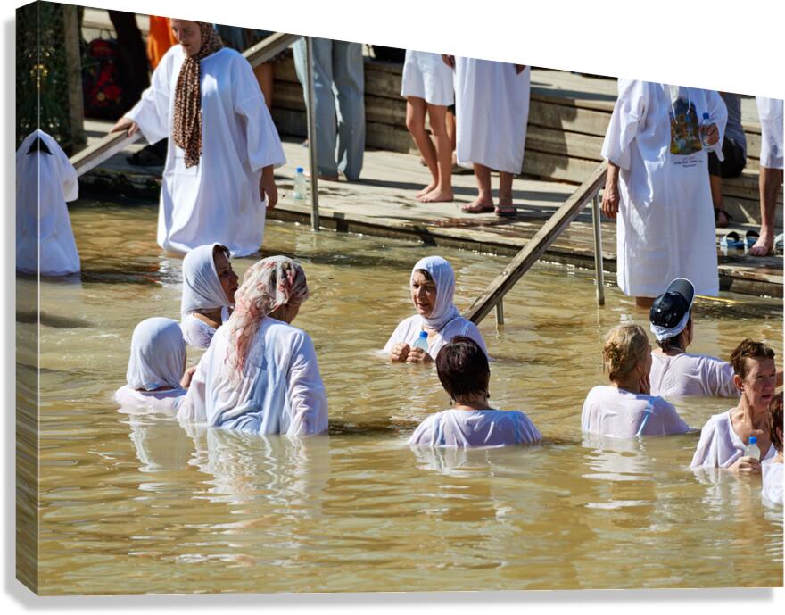 Baptism at the Jordan River in the historic site of Jesus bapti