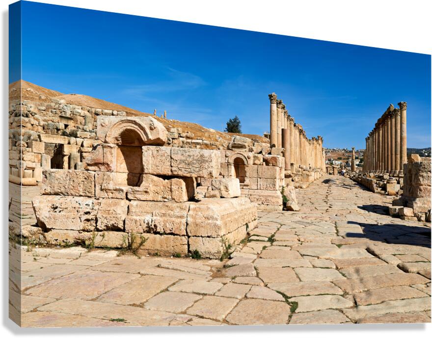 Exploring the colonnaded street in Gerasa Jerash Jordan