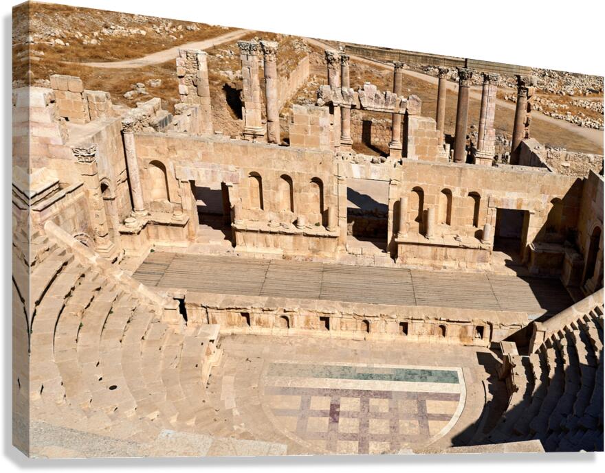 View of the theater in the ancient city of Gerasa in Jordan