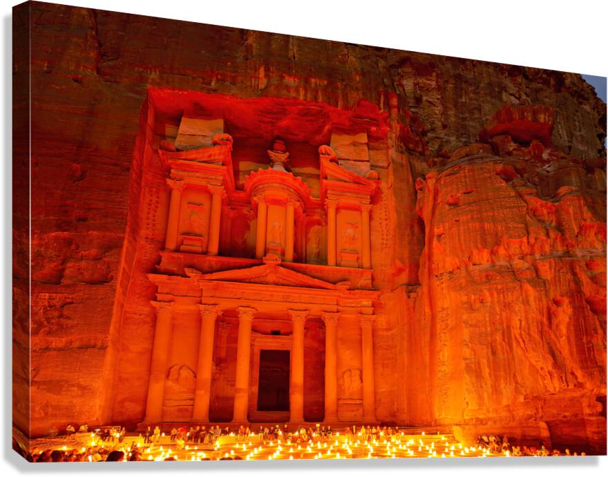Exploring Al Khazneh at Petra in Jordan during a night event