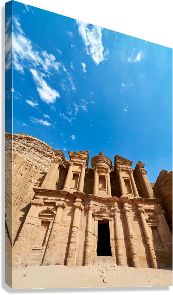 Visiting Ad Deir at Petra site in Jordan during sunny daytime