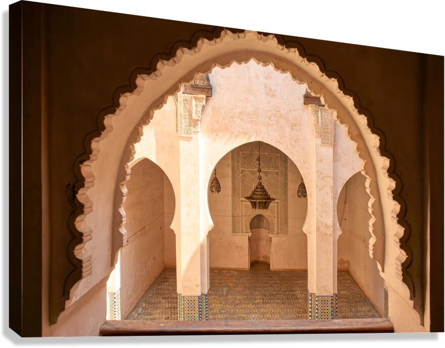 View of arches in Al Attarine Madrasa in Fez Morocco