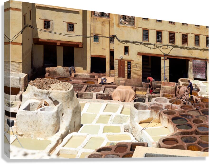Tannery work in Sidi Moussa in Fez Morocco during the day