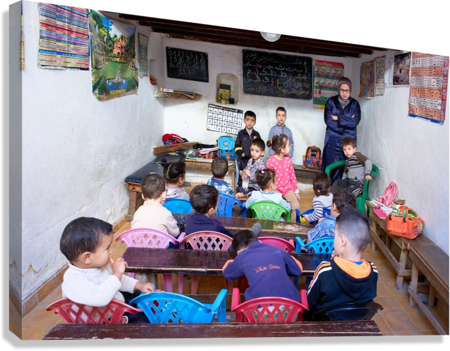 Children learn in a school classroom in Fez Morocco