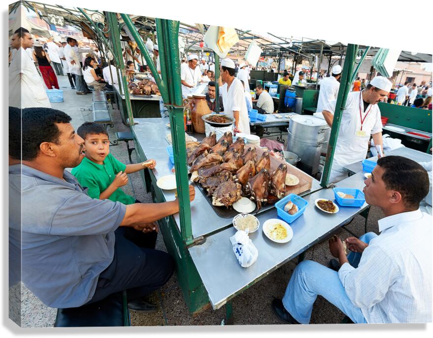Goat heads ready to eat in Marrakesh at Djema el Fna square