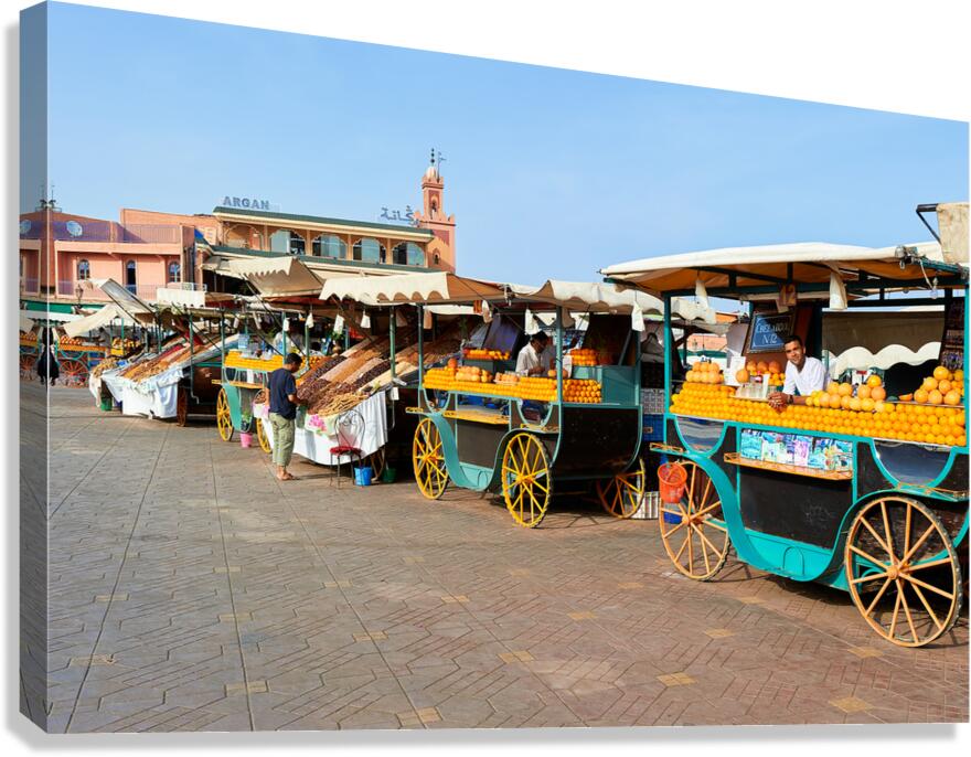 Fresh orange juice stall in Djema el Fnaa square of Marrakesh
