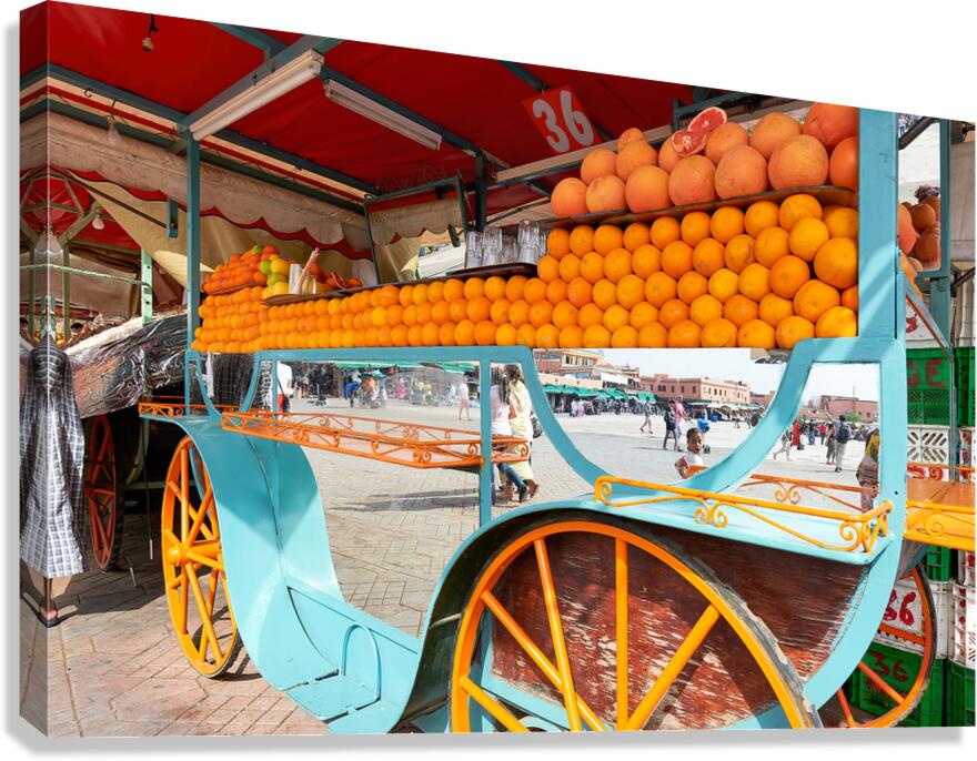 Fresh orange juice stall in Djema el Fnaa square Marrakesh