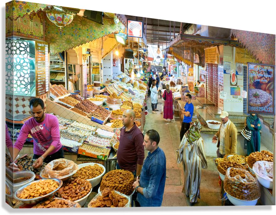 Exploring the souk in Meknes Morocco with vendors and shoppers