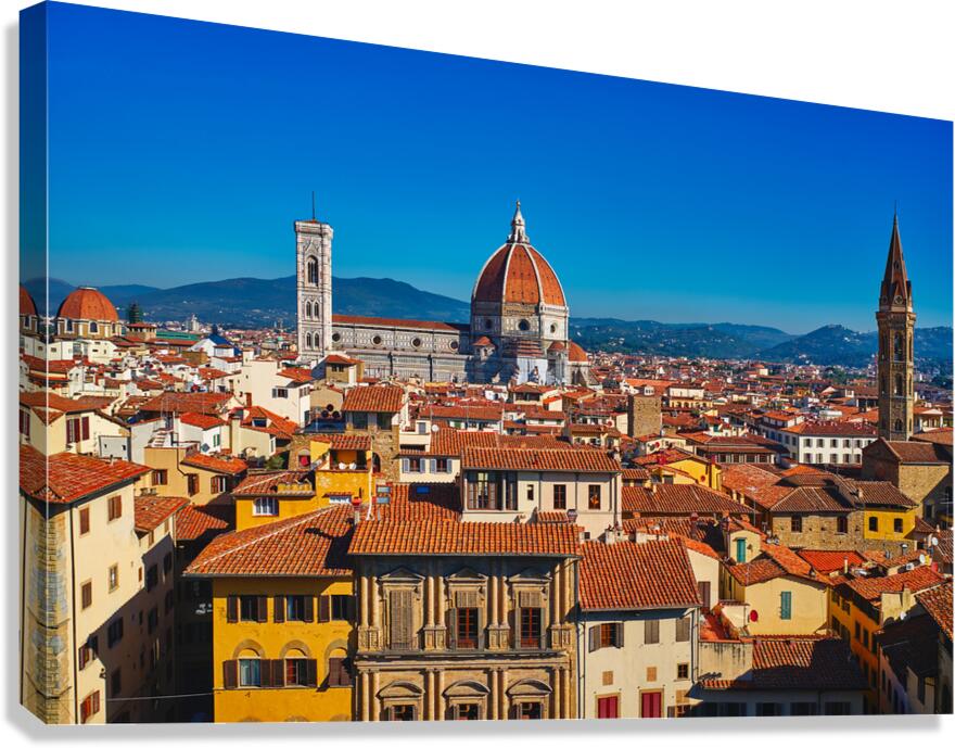 View of Florence in Tuscany with buildings and clear sky