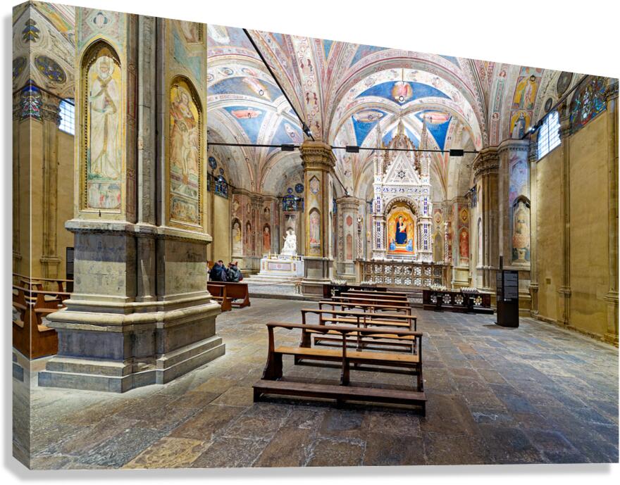 People explore Orsanmichele church in Florence Tuscany Italy