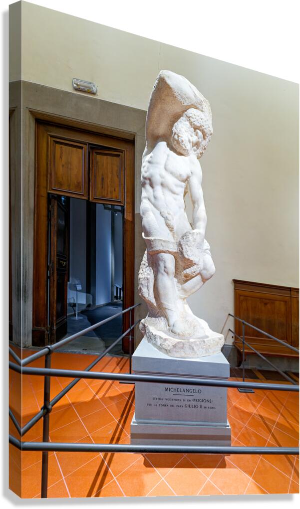 Michelangelos Prigione sculpture in Gallery of the Academy Flor