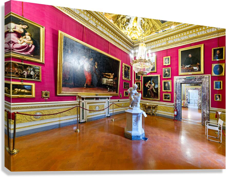 Visitors explore Palatine Gallery at Palazzo Pitti in Florence