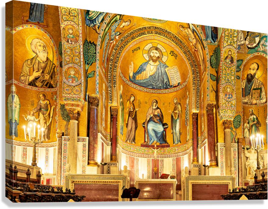 Mosaic of christ and saints in cappella palatina palermo italy