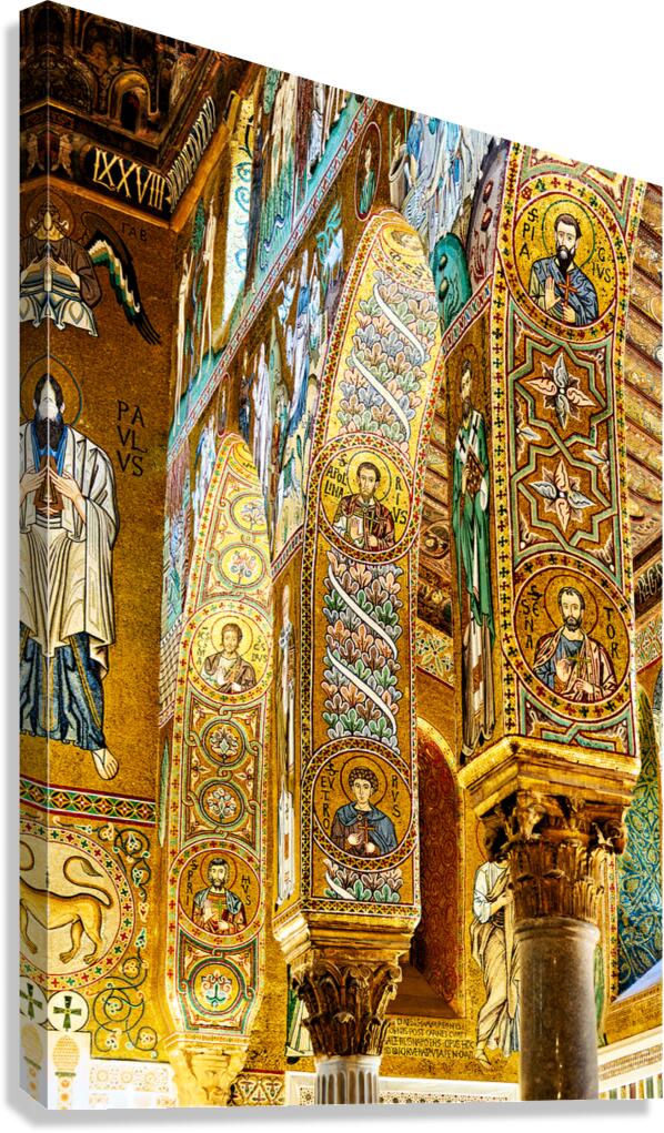 Mosaics and arches in Cappella Palatina in Palermo Italy