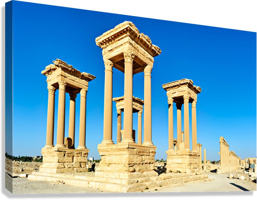 Tetrapylon structure in the ancient city of Palmyra in Syria