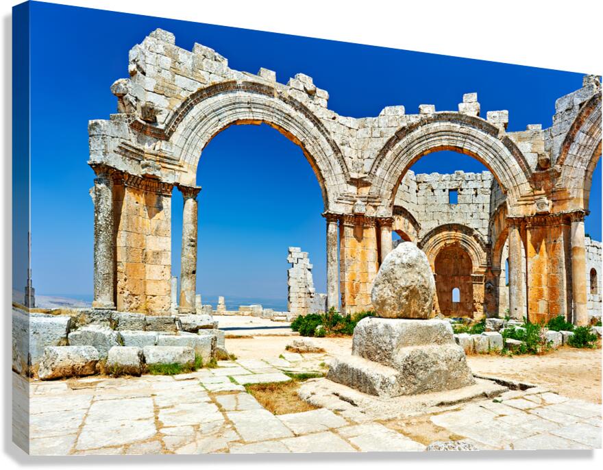 Church of Saint Simeon Stylites in Syria shows old stone arches