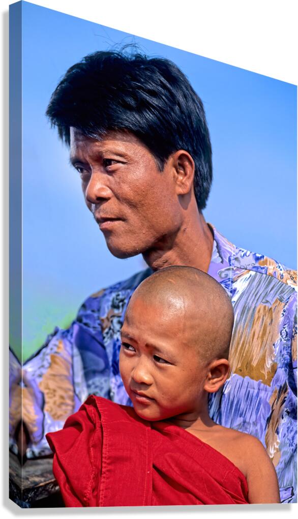 Portrait of a father and son in Myanmar during the day