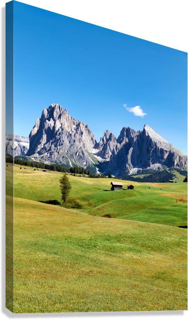 Panorama view of Sassolungo mountain peak in Val Gardena Italy