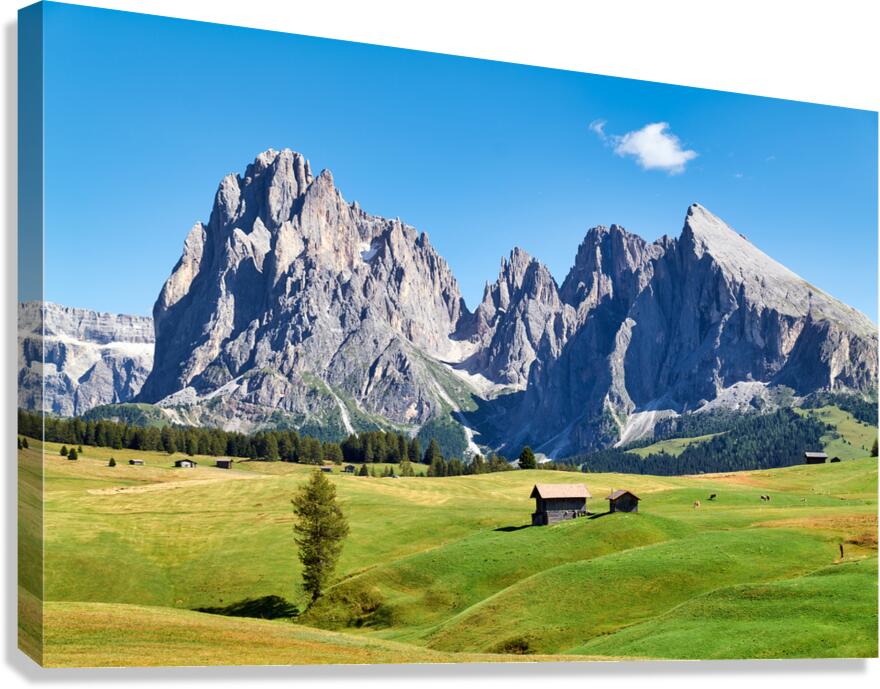 Panorama view of Sassolungo mountain peak in Val Gardena Italy
