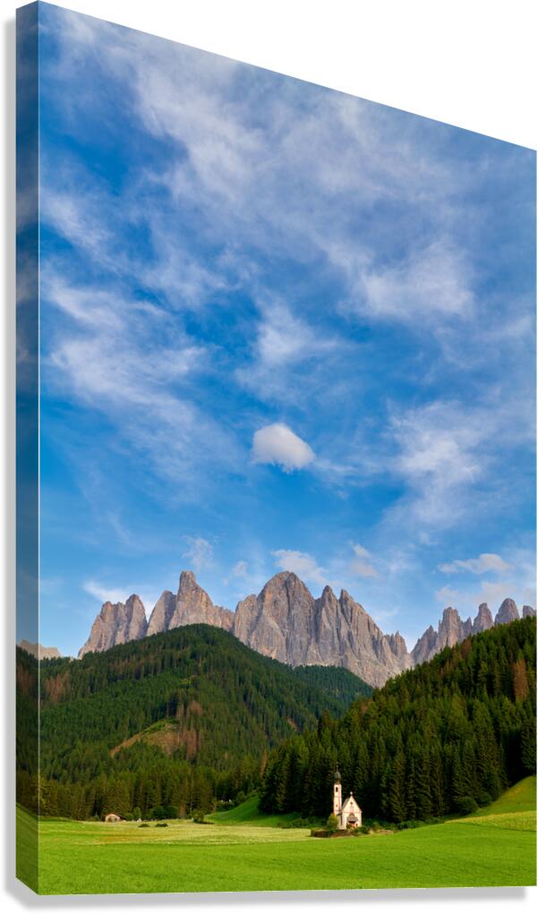 Small church at St. John Ranui in Val di Funes South Tyrol Ita