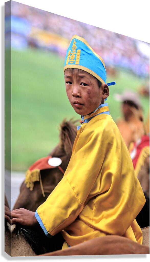 Young horse rider at Naadam festival in Ulaanbaatar Mongolia