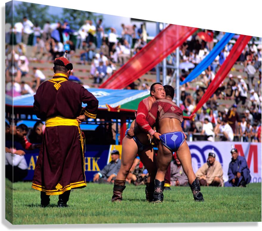 Wrestling competition at Naadam festival in Ulaanbaatar Mongolia