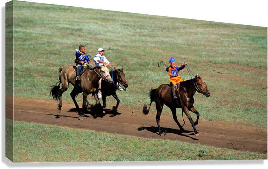 Horse racing at Naadam festival in Ulaanbaatar Mongolia