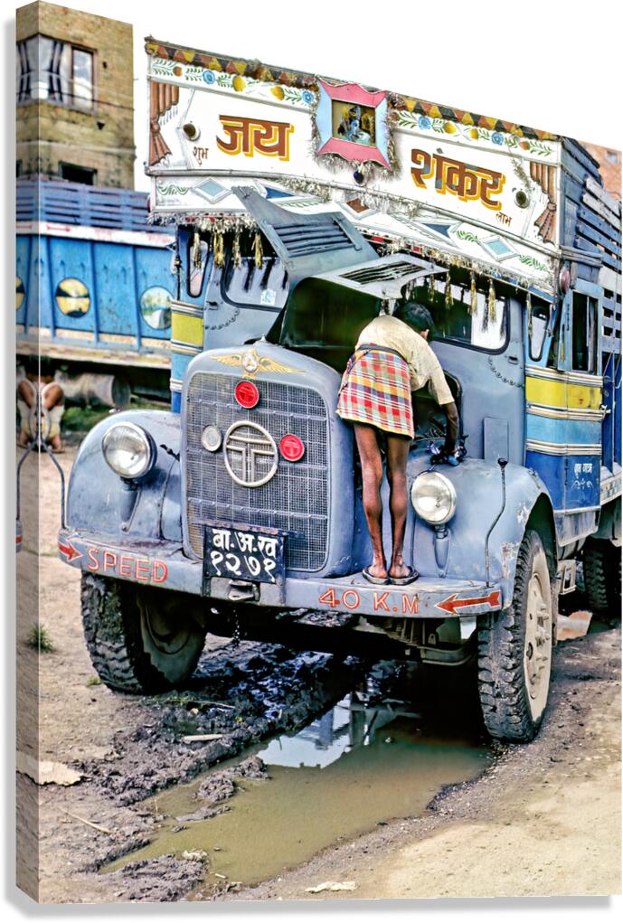 Repairing a truck in Kathmandu Nepal during the daytime