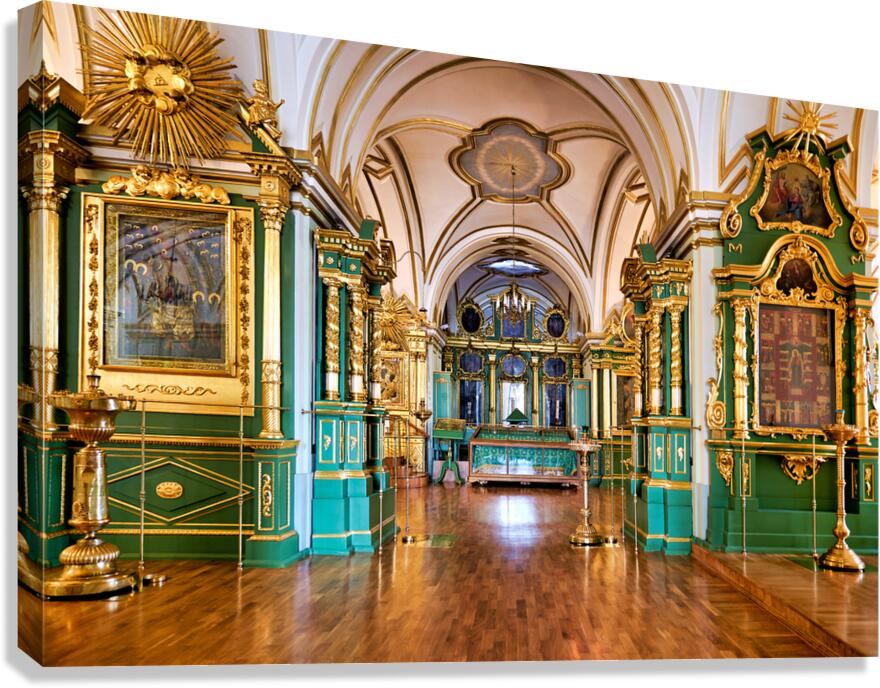 Visitors walk through the grand interior of St