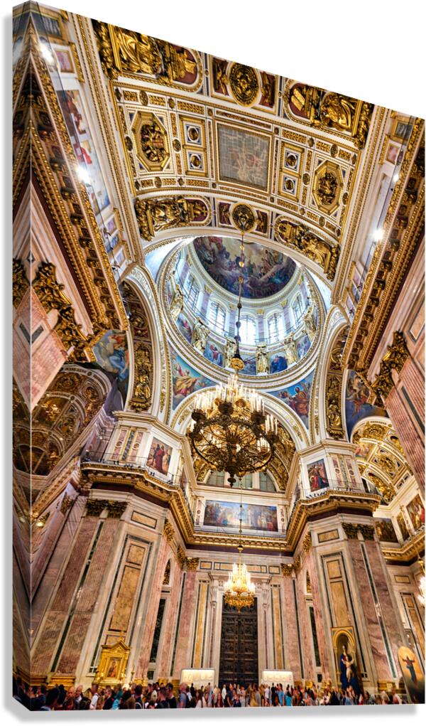 Visitors explore St. Isaacs Cathedral in St. Petersburg