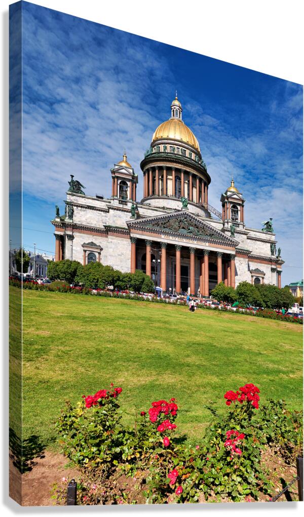Visitors gather outside St. Isaacs Cathedral in St. Petersburg