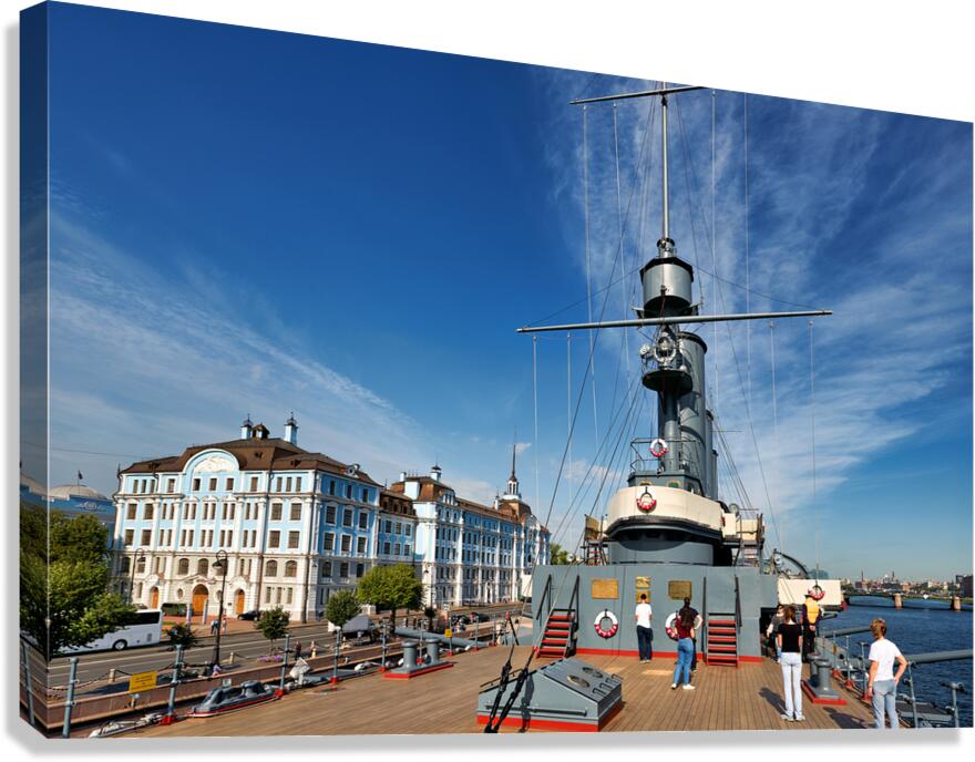 Cruiser Aurora in Saint Petersburg near the Neva River