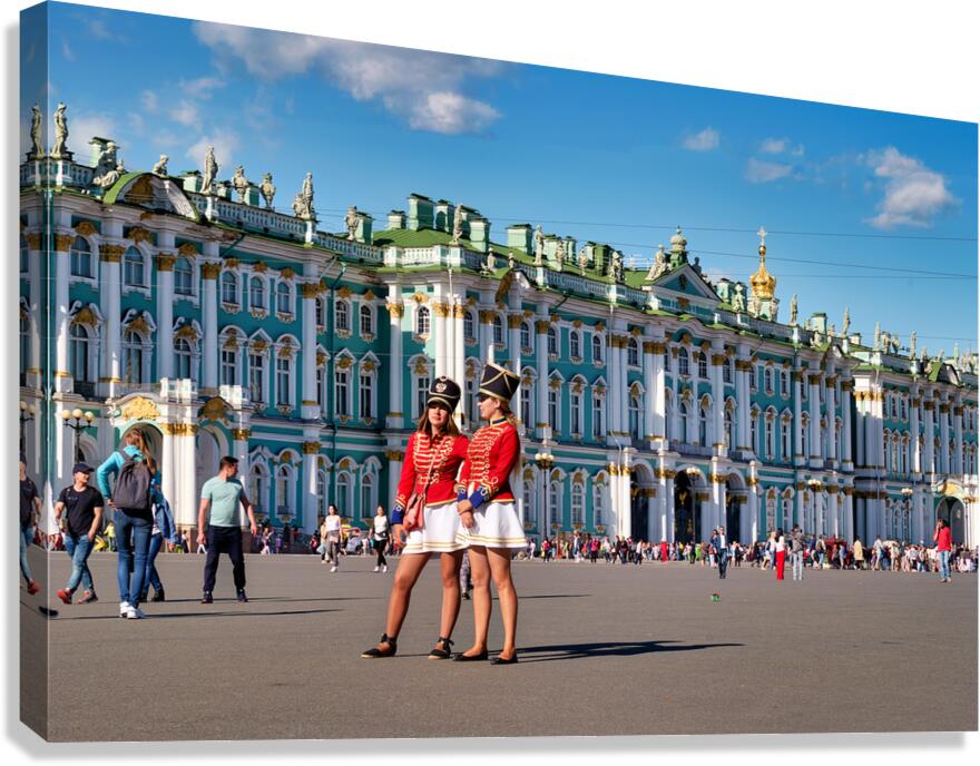 Visitors and performers at Peterhof Palace St. Petersburg