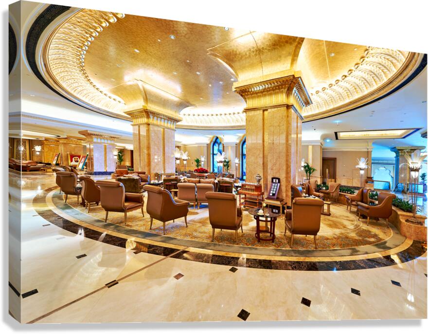 Tourists explore the lounge area at Emirates Palace Hotel