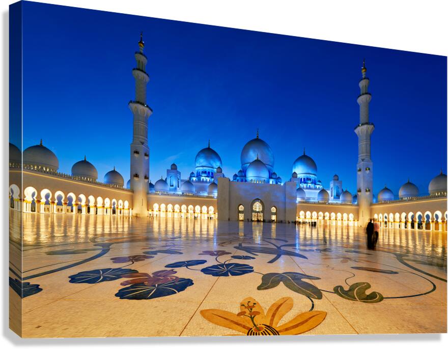 Visitors admire the beauty of Sheikh Zayed Grand Mosque at night