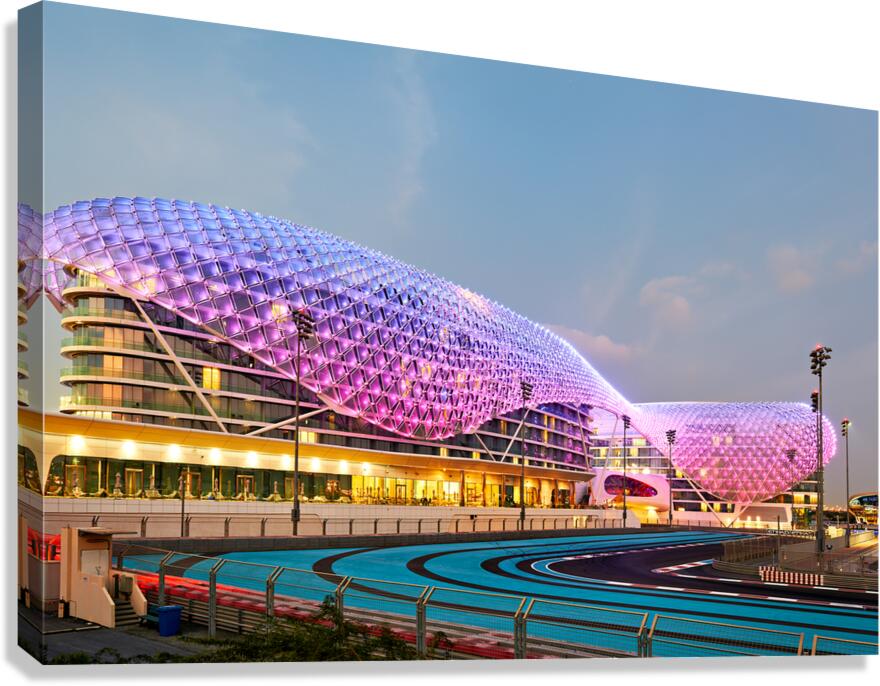 W Abu Dhabi hotel shines at Yas Island during sunset