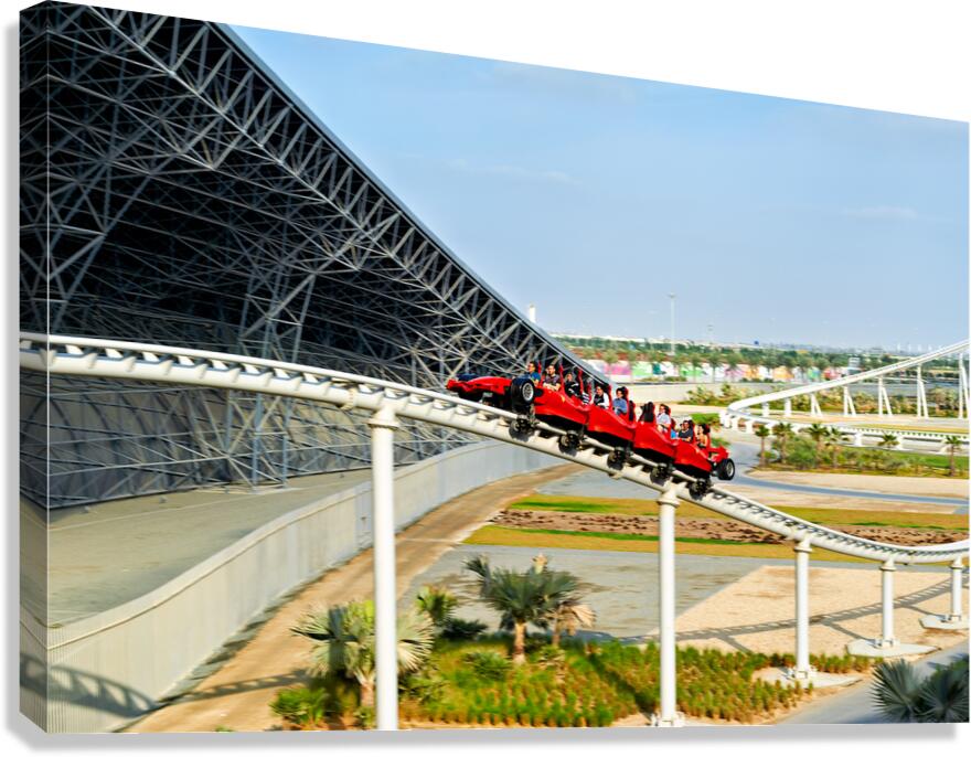 Ferrari World roller coaster ride in Abu Dhabi with guests