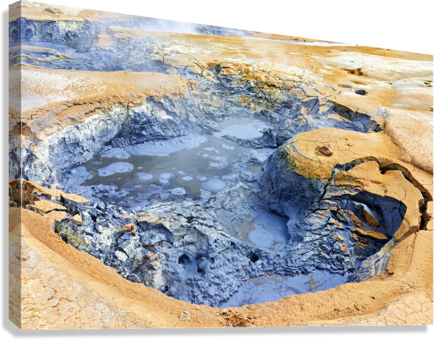 Explore hverir hot springs in Iceland with bubbling mud pools
